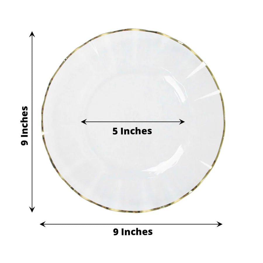 10 - Pack Ruffled Rim Round Plastic Dinner Plates – Elegant Disposable Party Plates for Weddings, Banquets & Events