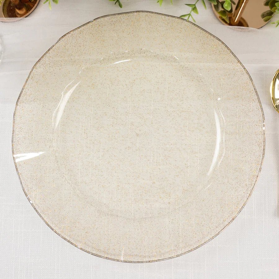 10 - Pack Ruffled Rim Round Plastic Dinner Plates – Elegant Disposable Party Plates for Weddings, Banquets & Events