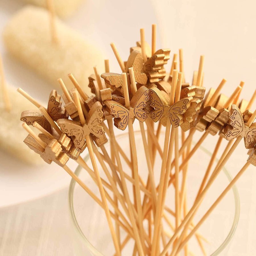 100 - Pack Decorative Bamboo Cocktail Picks – Eco - Friendly Pearl Top Drink & Food Skewers - Pretty Party Boxx