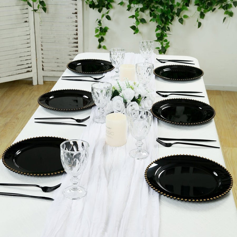 10 - Pack Beaded Rim Round Fancy Disposable Plates - Pretty Party Boxx