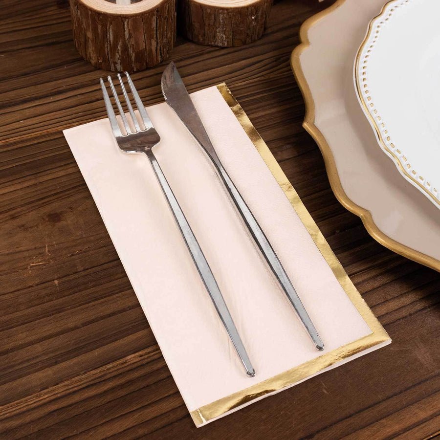 50 - Pack Party Napkins – Gold Foil Edge Disposable Cocktail Napkins - Pretty Party Boxx