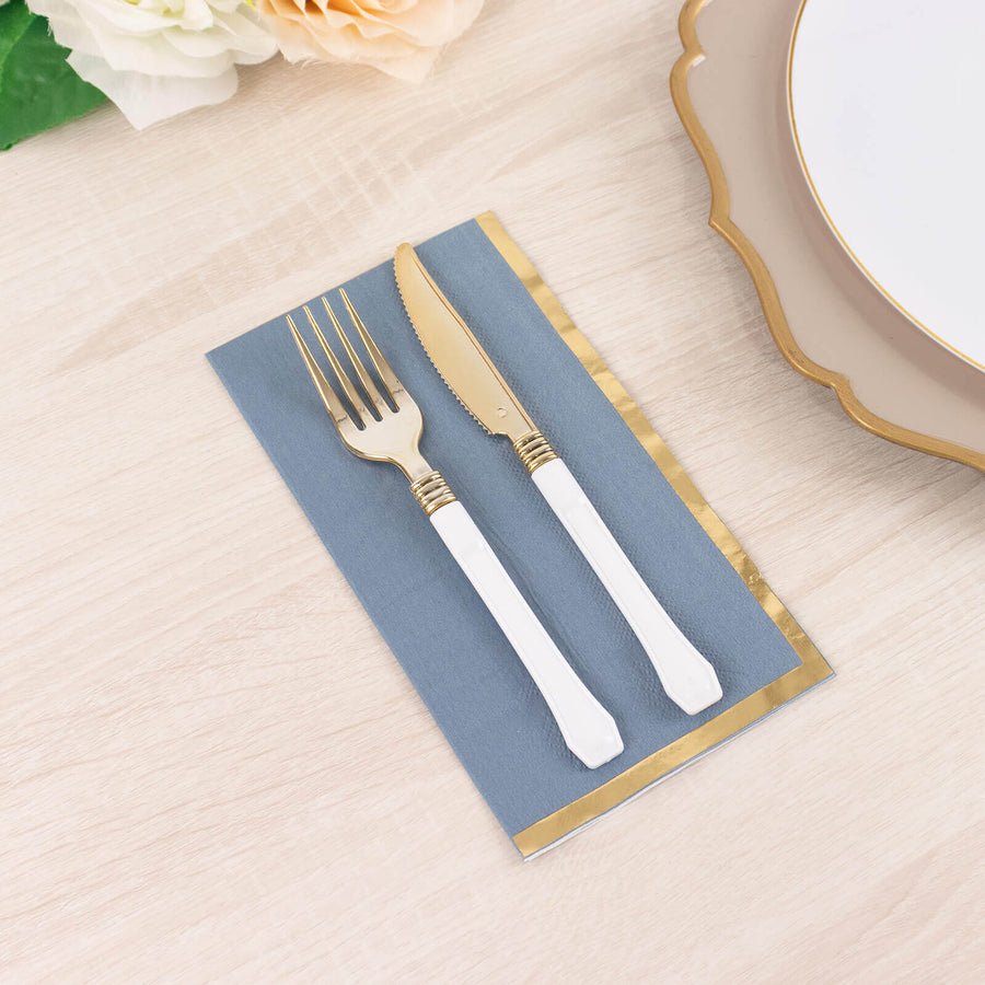 50 - Pack Party Napkins – Gold Foil Edge Disposable Cocktail Napkins - Pretty Party Boxx
