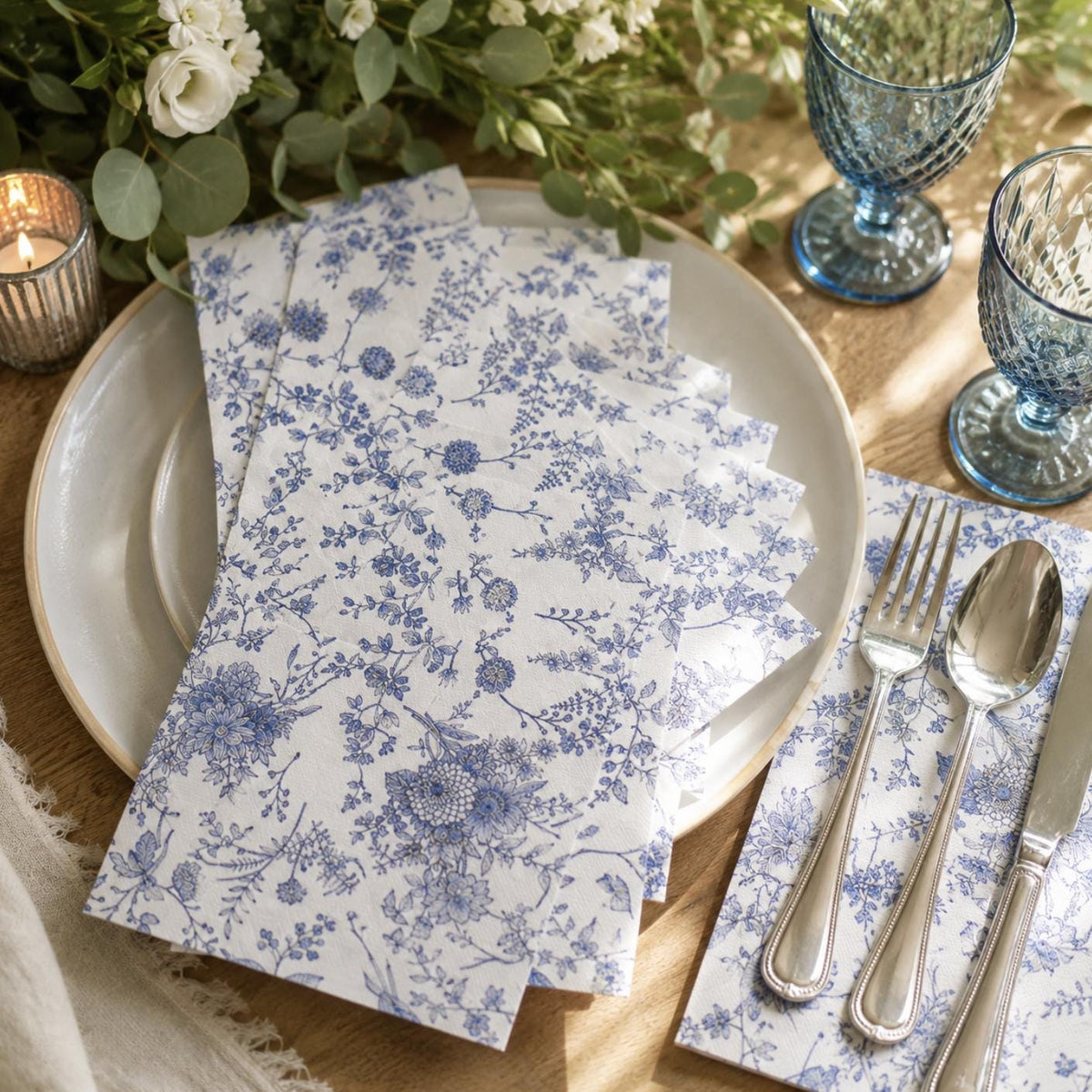 Elegant Disposable Paper Dinner Napkins – Toile Design Set of 25 for Weddings, Showers & Events - Pretty Party Boxx