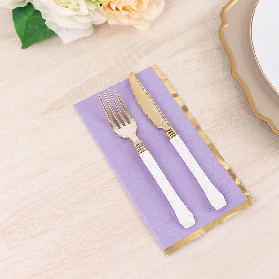 50 - Pack Party Napkins – Gold Foil Edge Disposable Cocktail Napkins - Pretty Party Boxx