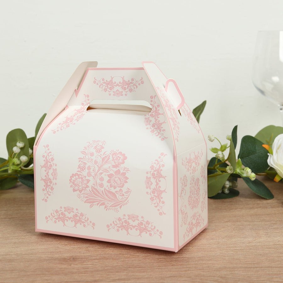 25 - Pack Candy Gift Tote Gable Boxes in French Toile Pattern – Party Favor Treat Boxes - Pretty Party Boxx
