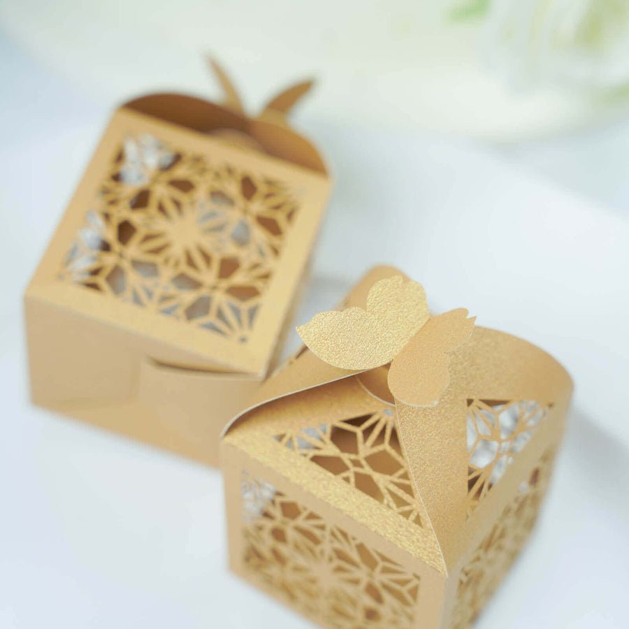 Gold butterfly laser-cut favor box – luxury gift box for weddings, parties, and receptions