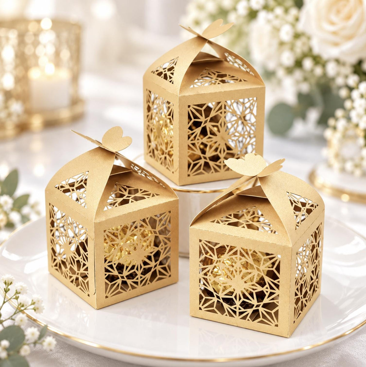 Gold butterfly laser-cut favor box – luxury gift box for weddings, parties, and receptions