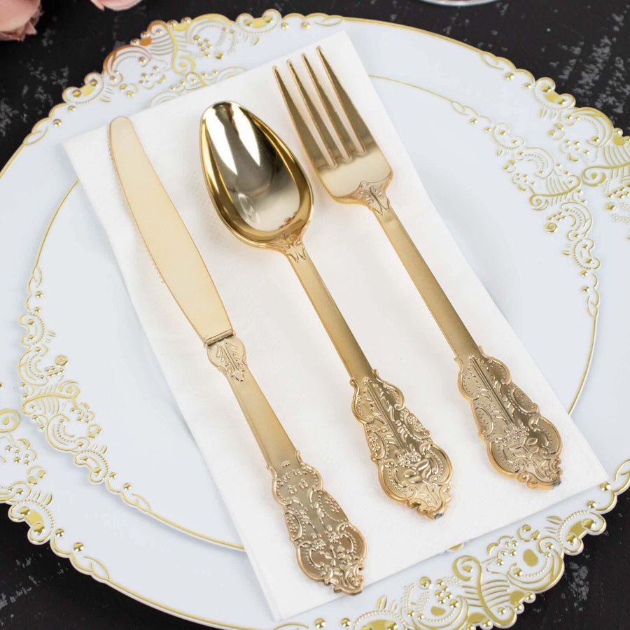 72 - Piece Heavy Duty Plastic Silverware Set – Disposable Cutlery for Weddings, Parties & Events - Pretty Party Boxx