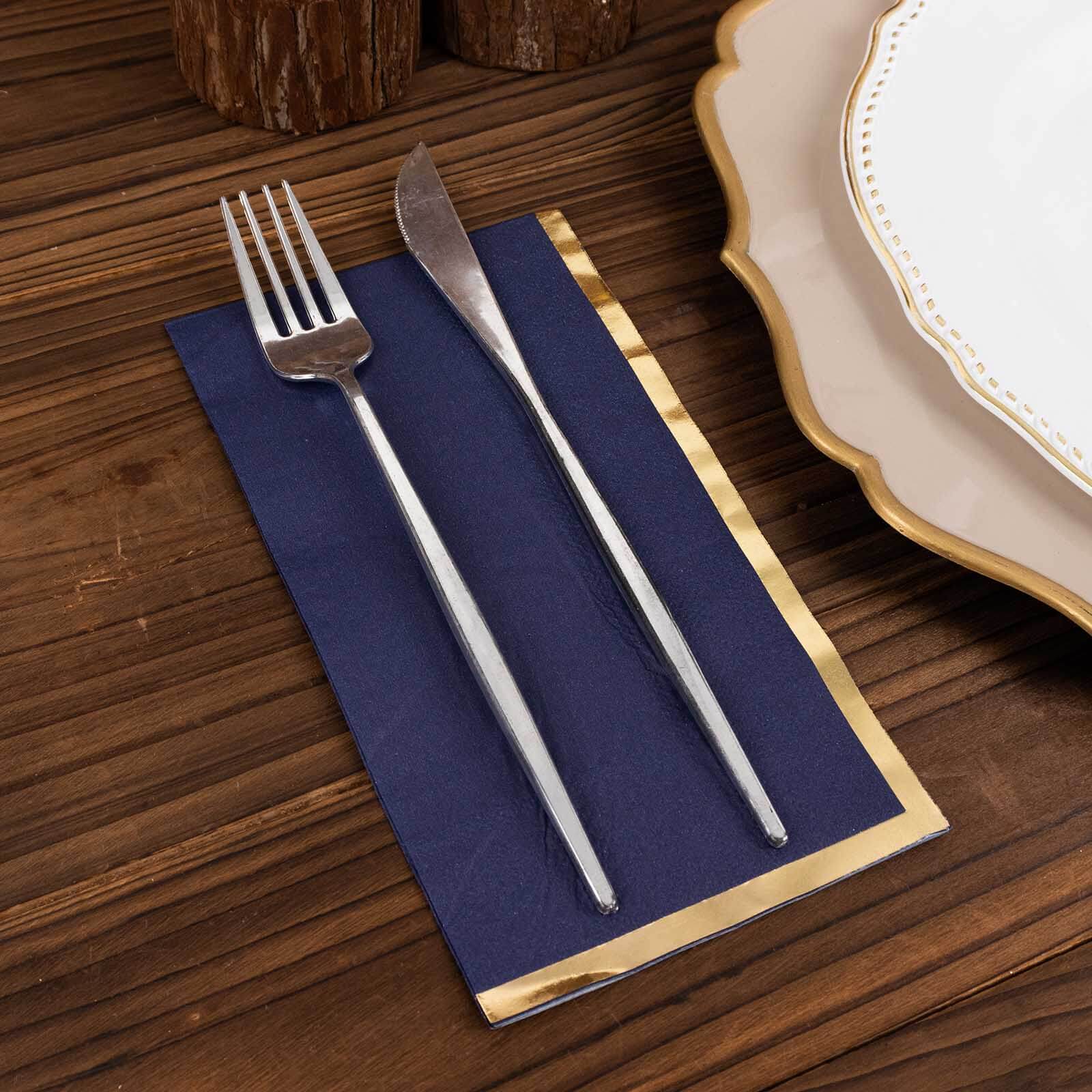 50 - Pack Party Napkins – Gold Foil Edge Disposable Cocktail Napkins - Pretty Party Boxx