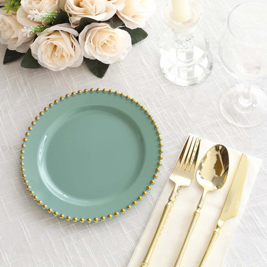10 - Pack Beaded Rim Round Fancy Disposable Plates - Pretty Party Boxx