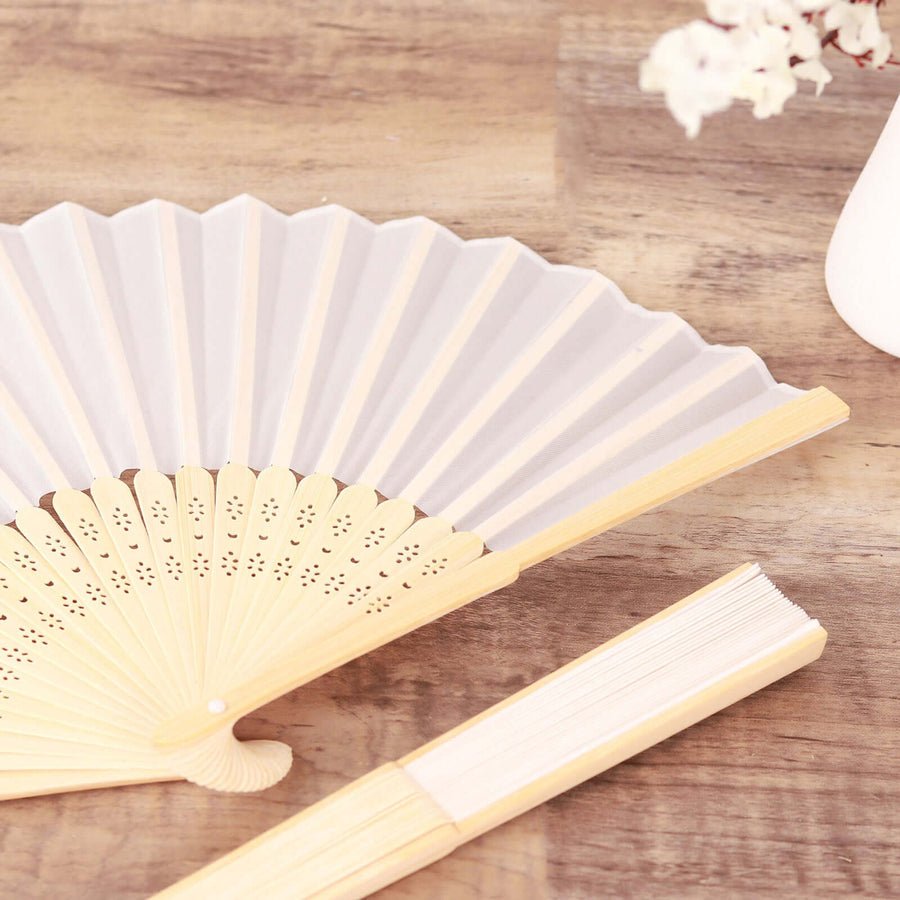5 - Pack Elegant Silk Folding Fans – Asian - Style Party Favors & Decorative Event Accessories - Pretty Party Boxx