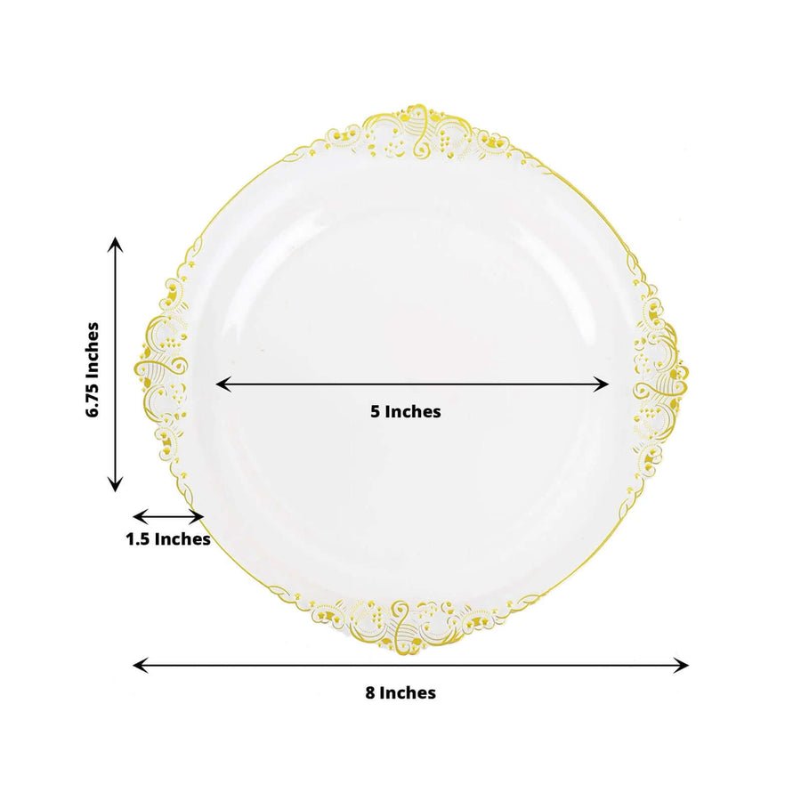 Regal Baroque Round Plastic Dinner Plates – Fancy Disposable Plates for Weddings, Banquets & Events - Pretty Party Boxx