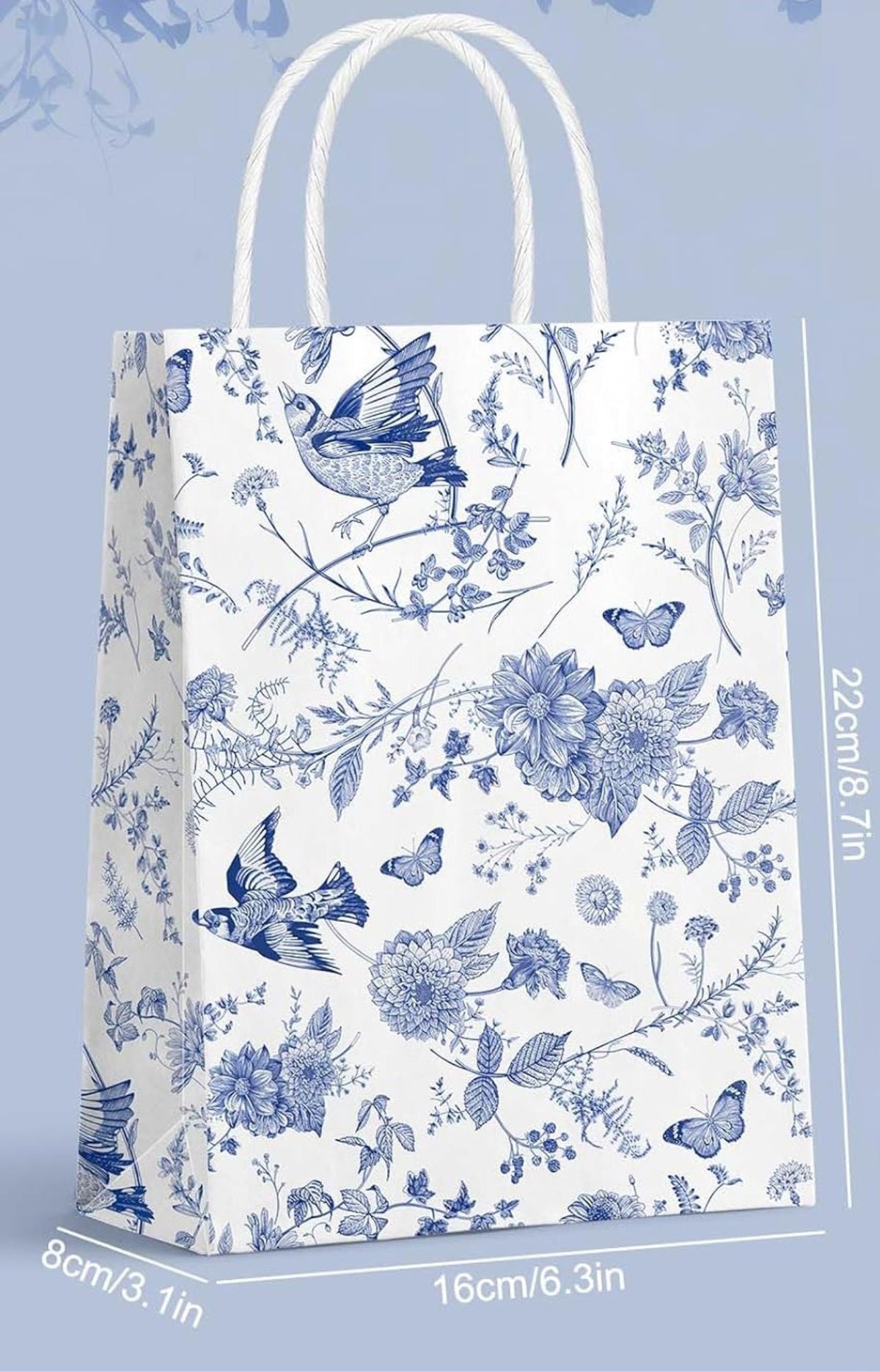 12 Pack French Toile Paper Gift Bags with Handles – Party Favor Goodie Bags - Pretty Party Boxx