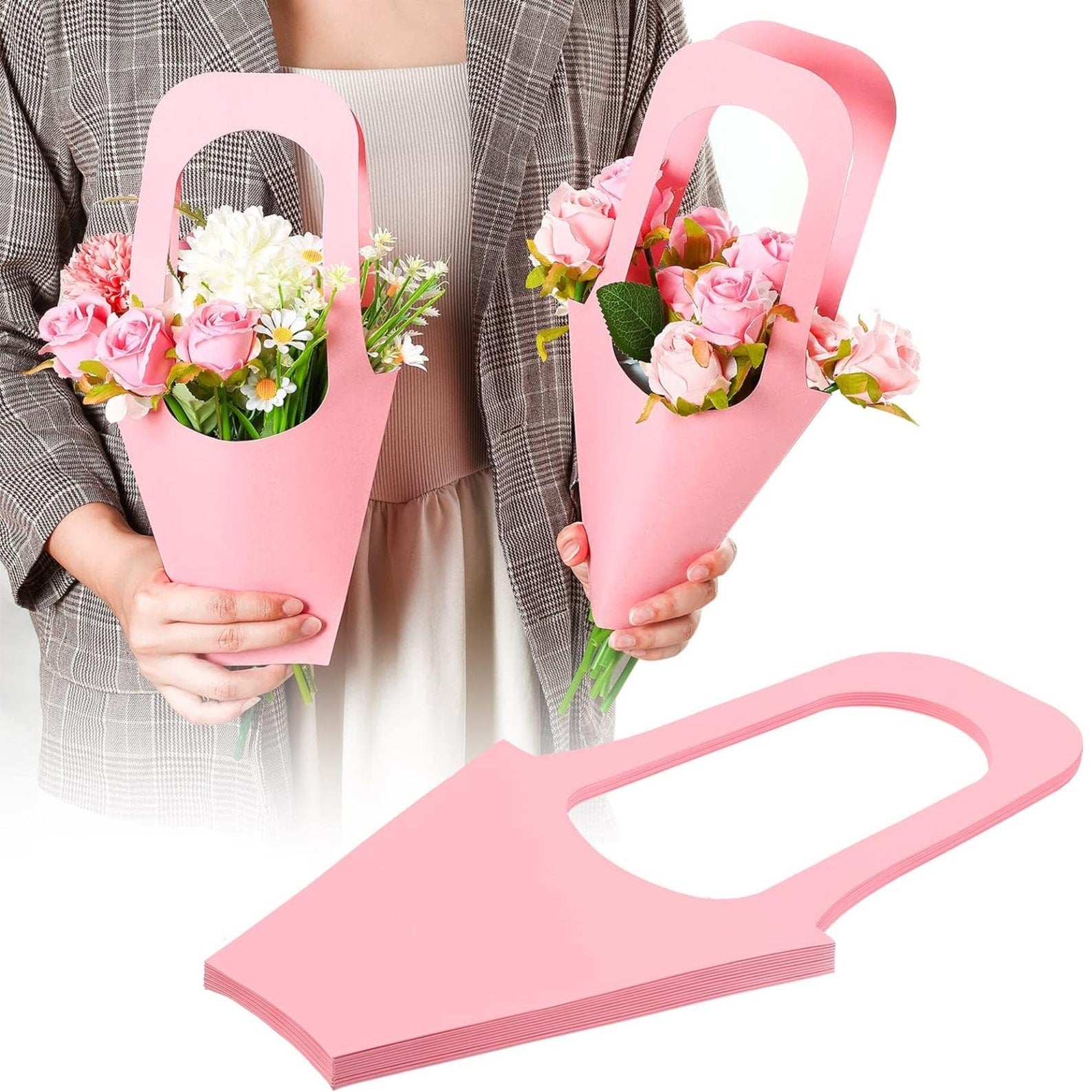 Flower bags for bouquet bar bridal shower setups