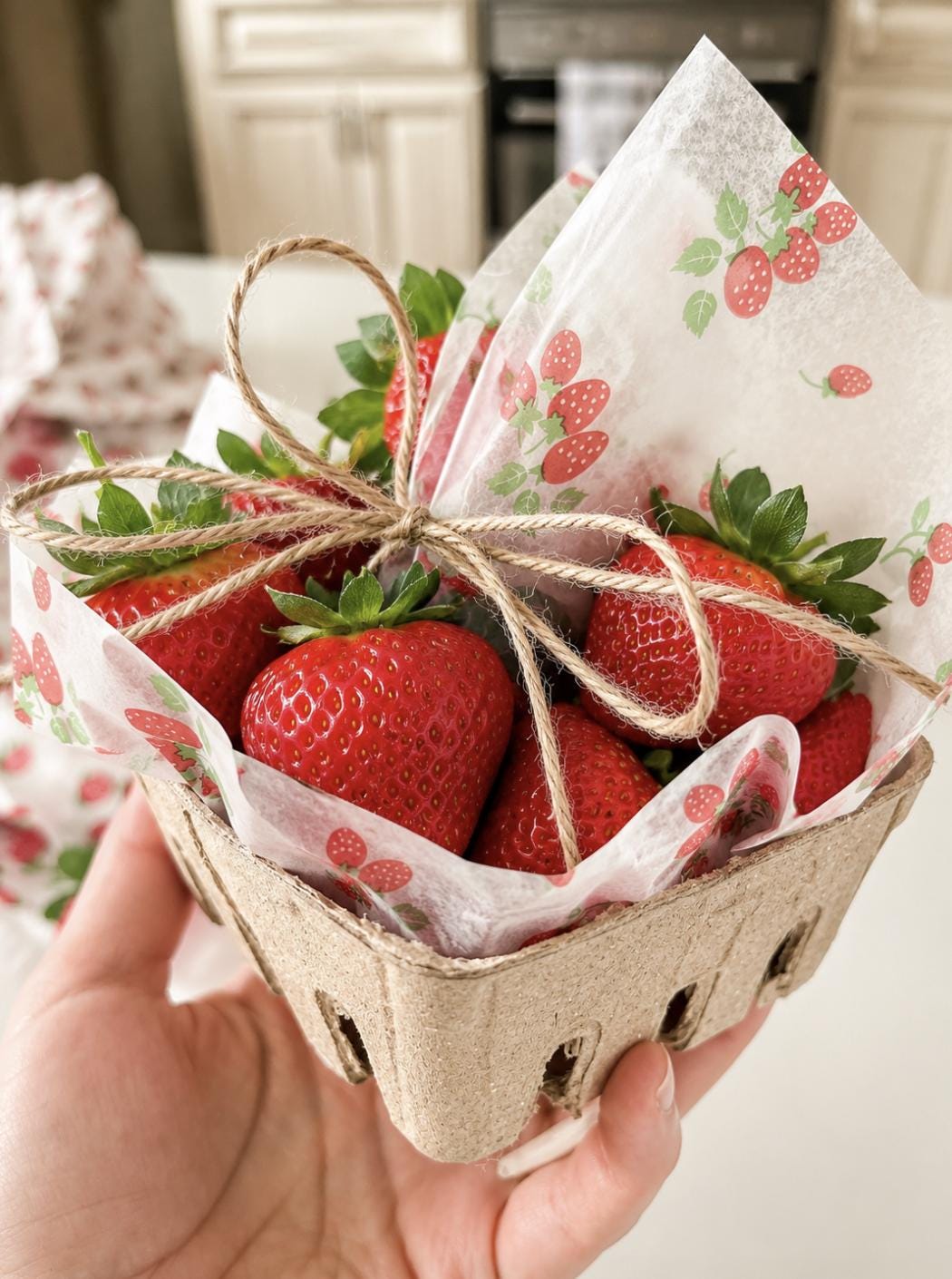Fruit Berry Basket Favor Boxes with Printed Wax Paper – Farmers Market Picnic Favors for Weddings & Showers