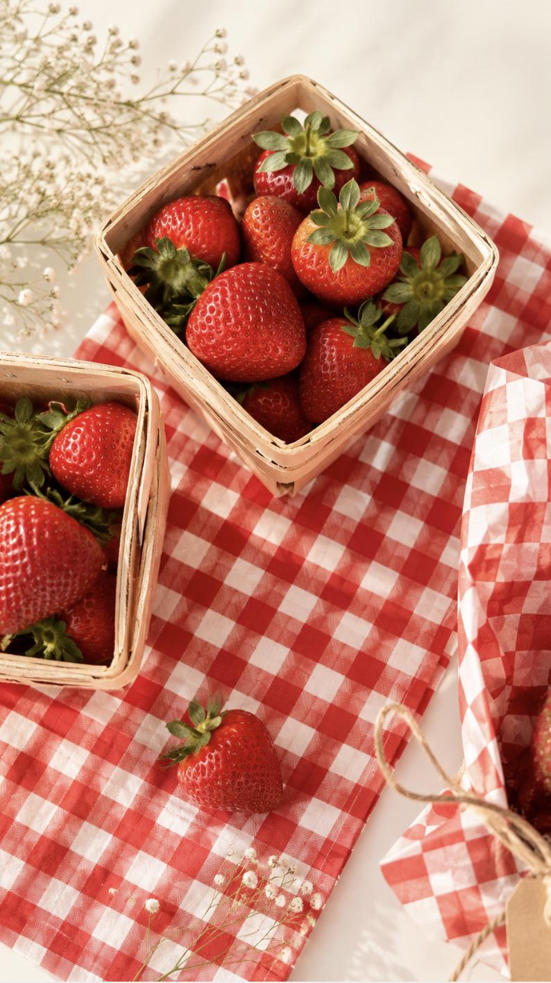 Fruit Berry Basket Favor Boxes with Printed Wax Paper – Farmers Market Picnic Favors for Weddings & Showers