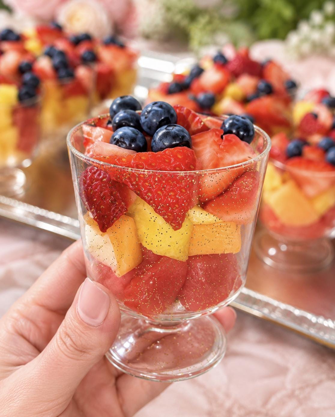 Glitter Dessert Parfait Cups with Mini Spoons – Gold & Silver Mini Dessert Cups