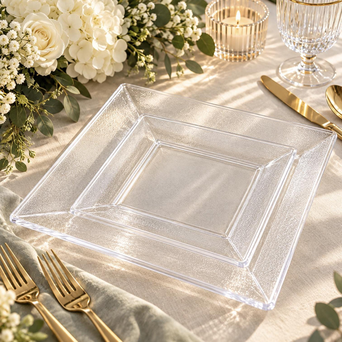 10 - Pack Square Dessert Plates – Disposable Party Plates for Weddings, Banquets & Events - Pretty Party Boxx