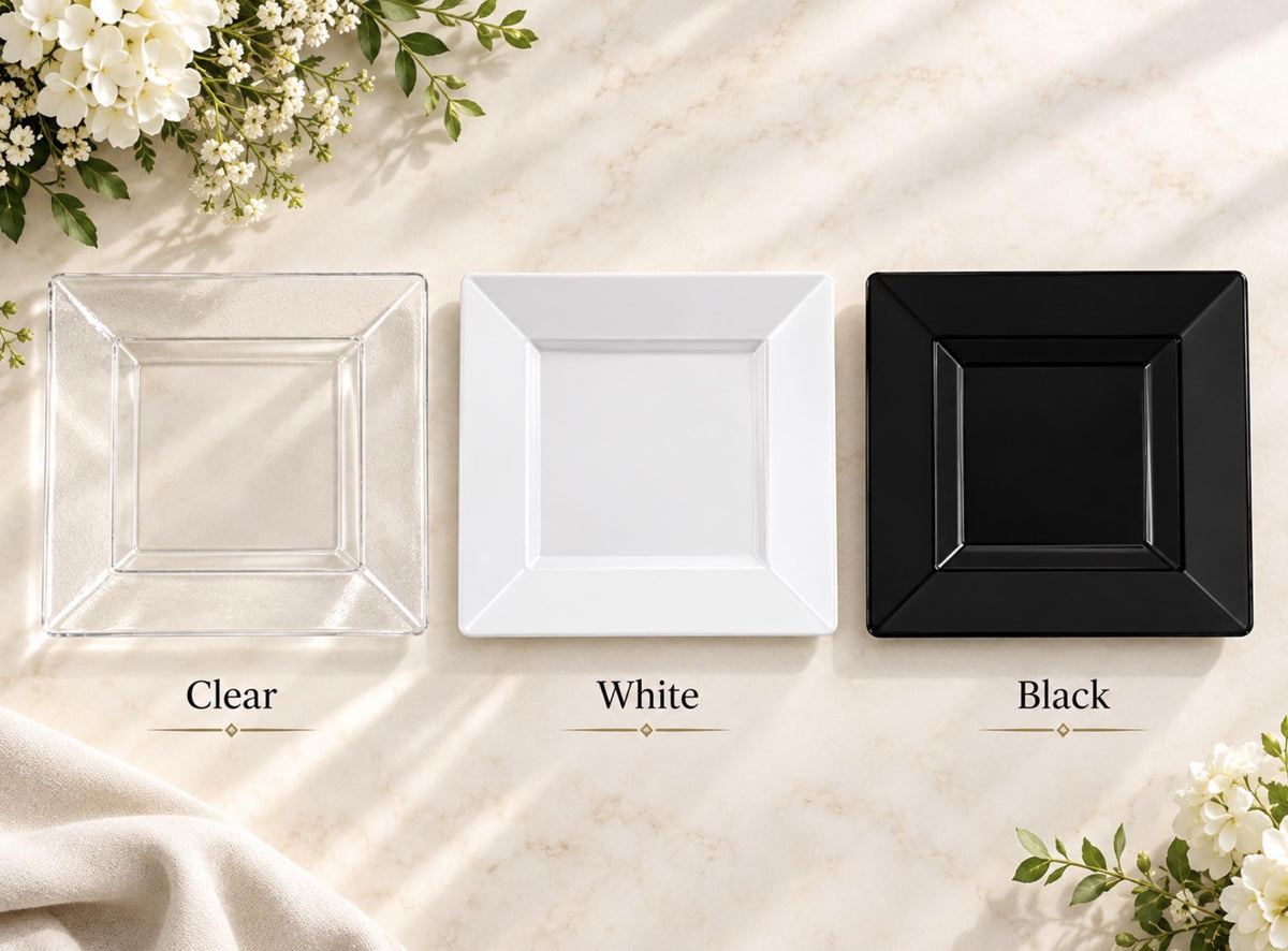 10 - Pack Square Dessert Plates – Disposable Party Plates for Weddings, Banquets & Events - Pretty Party Boxx