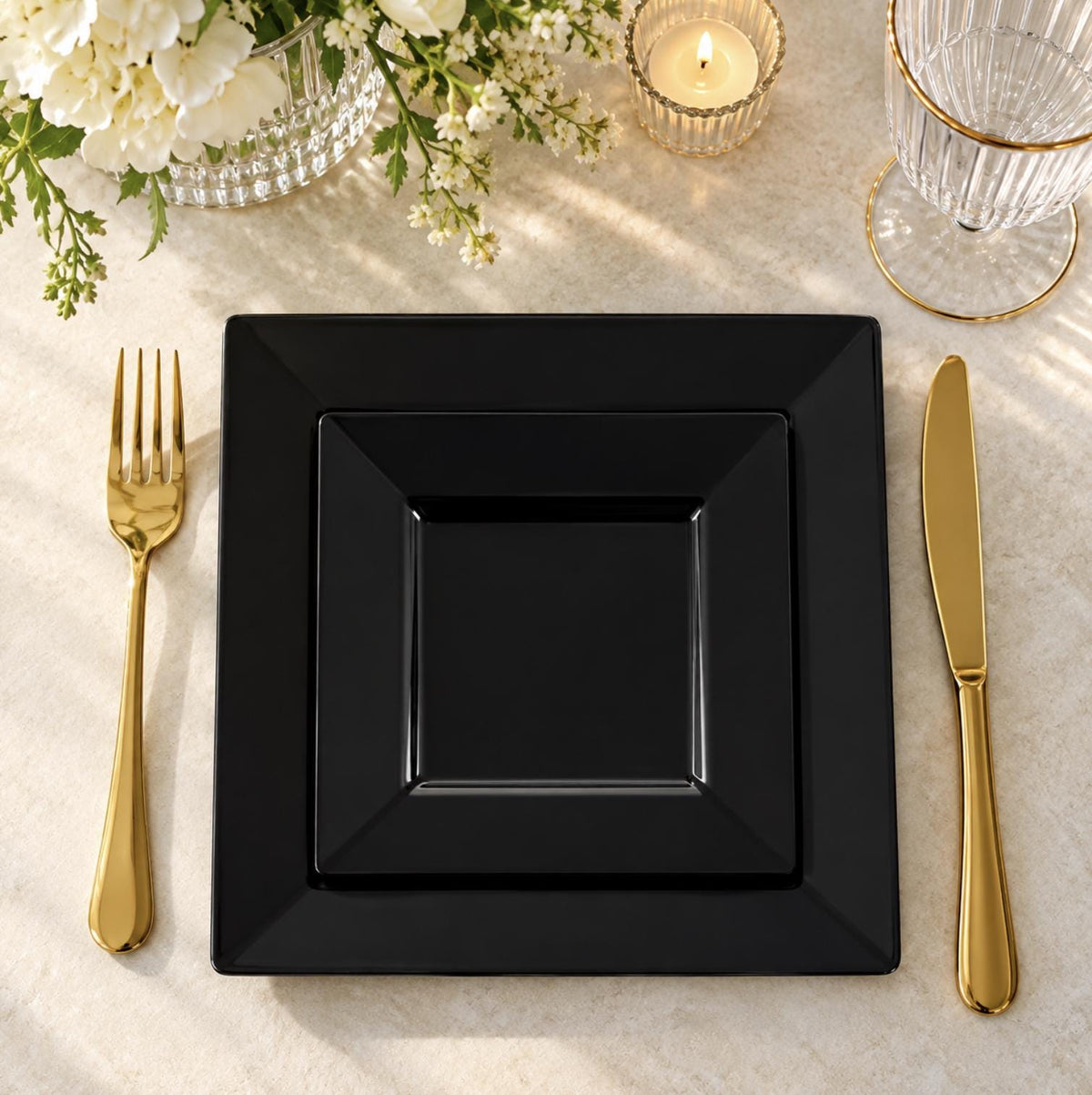 10 - Pack Square Dessert Plates – Disposable Party Plates for Weddings, Banquets & Events - Pretty Party Boxx