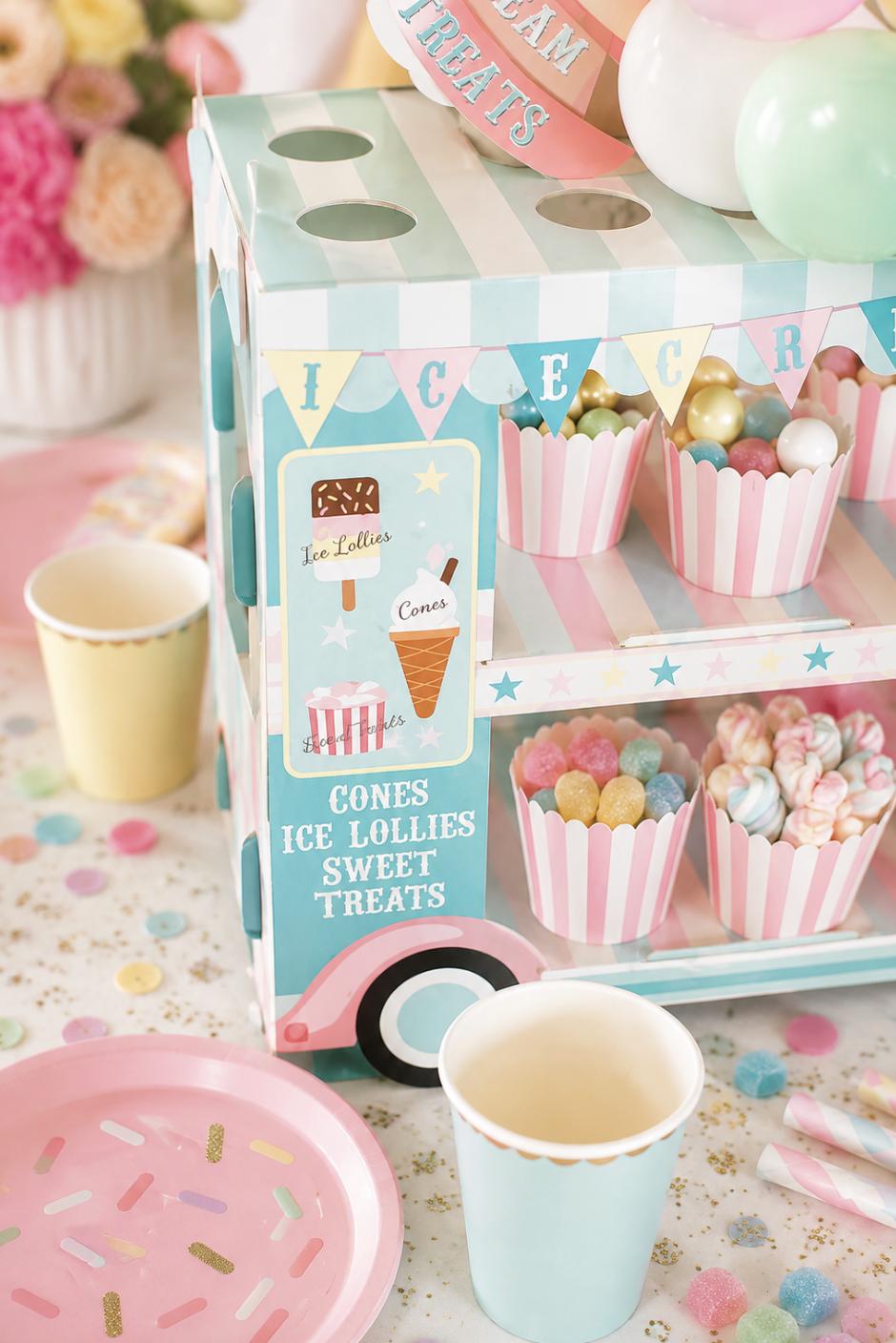 Ice Cream Truck Treat Stand Centerpiece – Pastel Birthday Party Display & Decor