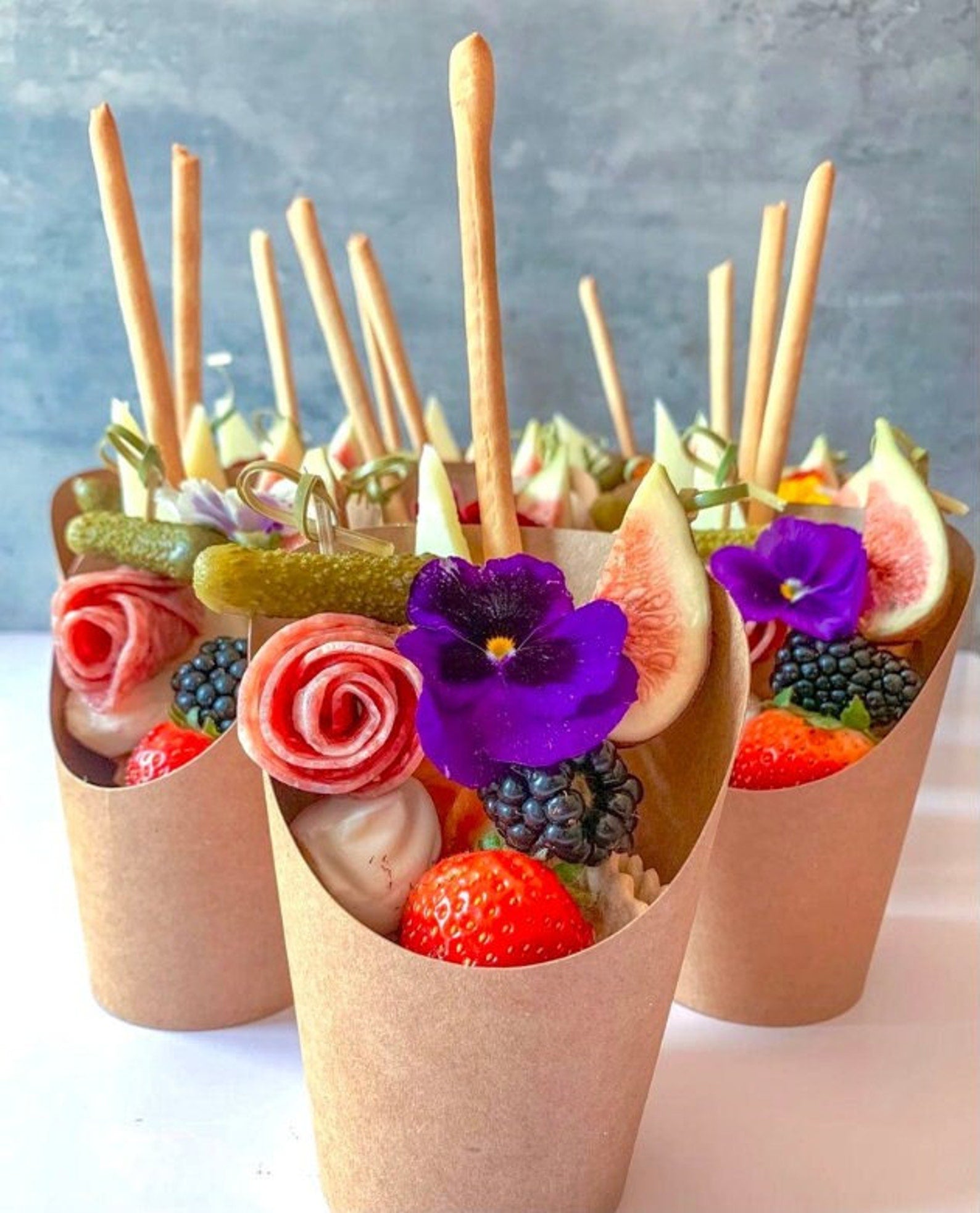 Brown Charcuterie Favor Cups with Fancy Toothpicks