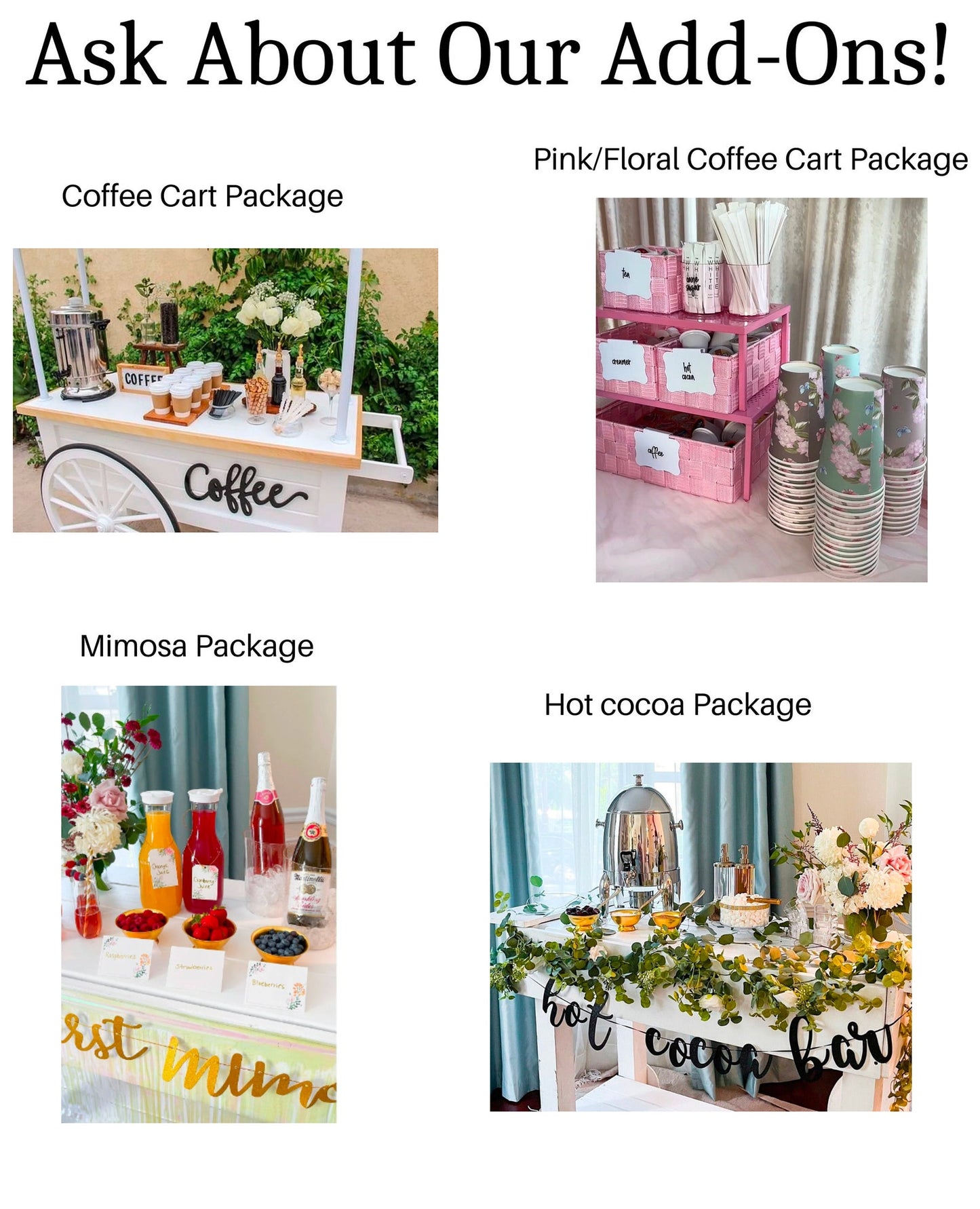 White Candy Cart Flower Dessert Cart for Rent