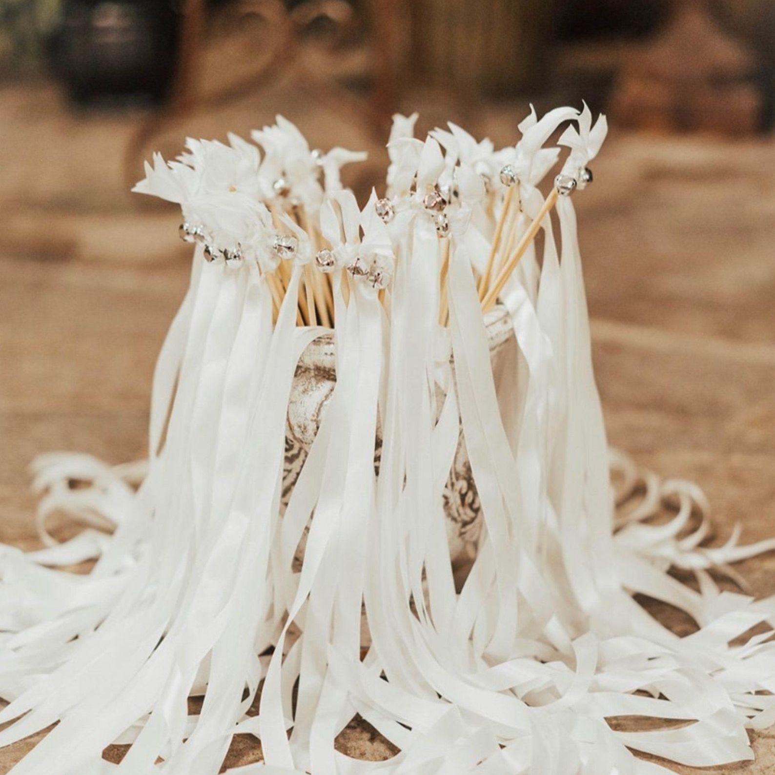Ribbon Wedding Farewell Wands – Set of 25 Decorative Send - Off Ribbons for Weddings & Celebrations - Pretty Party Boxx