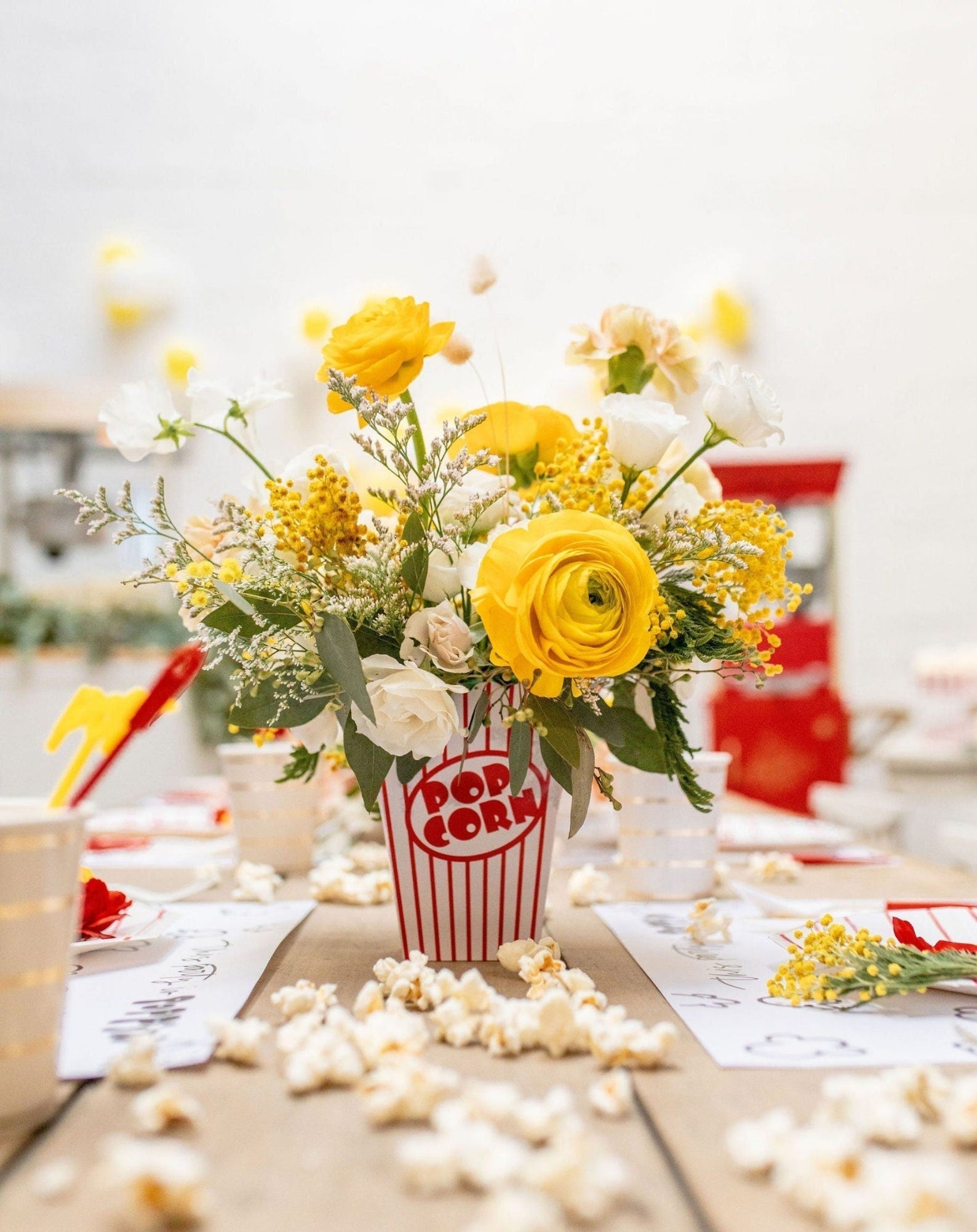 Vintage Striped Popcorn Cups – 12 - Piece Disposable Snack Boxes for Parties, Events & Movie Nights - Pretty Party Boxx