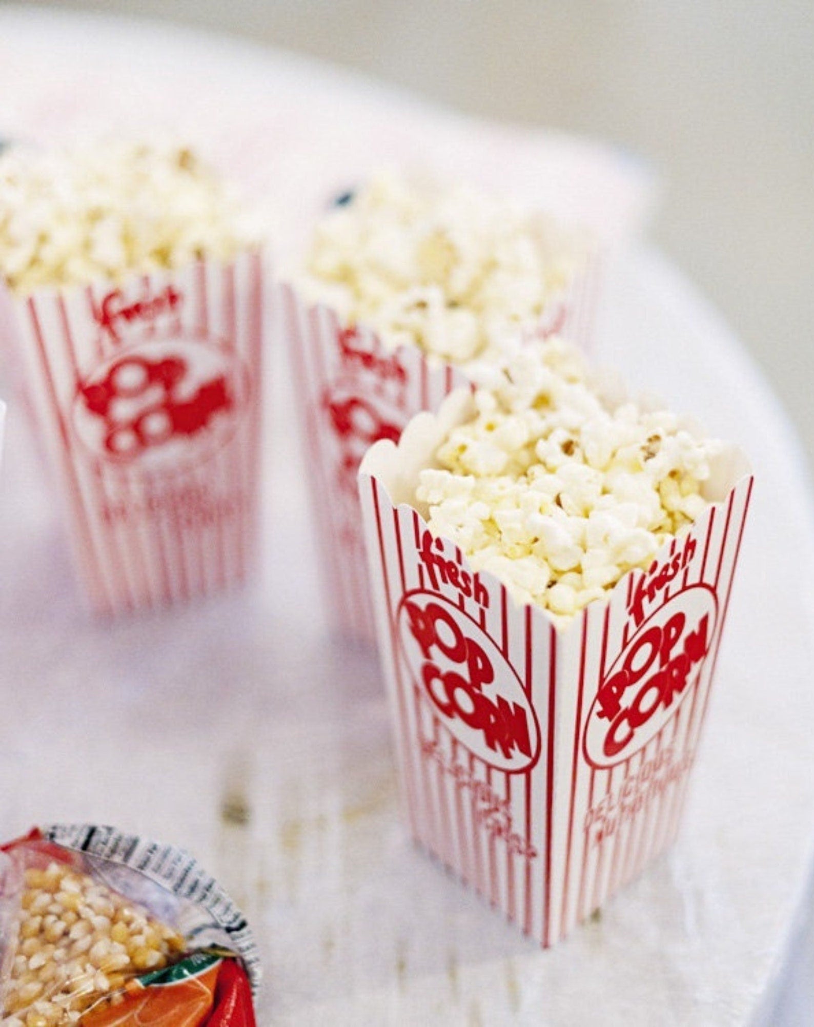Vintage Striped Popcorn Cups – 12 - Piece Disposable Snack Boxes for Parties, Events & Movie Nights - Pretty Party Boxx