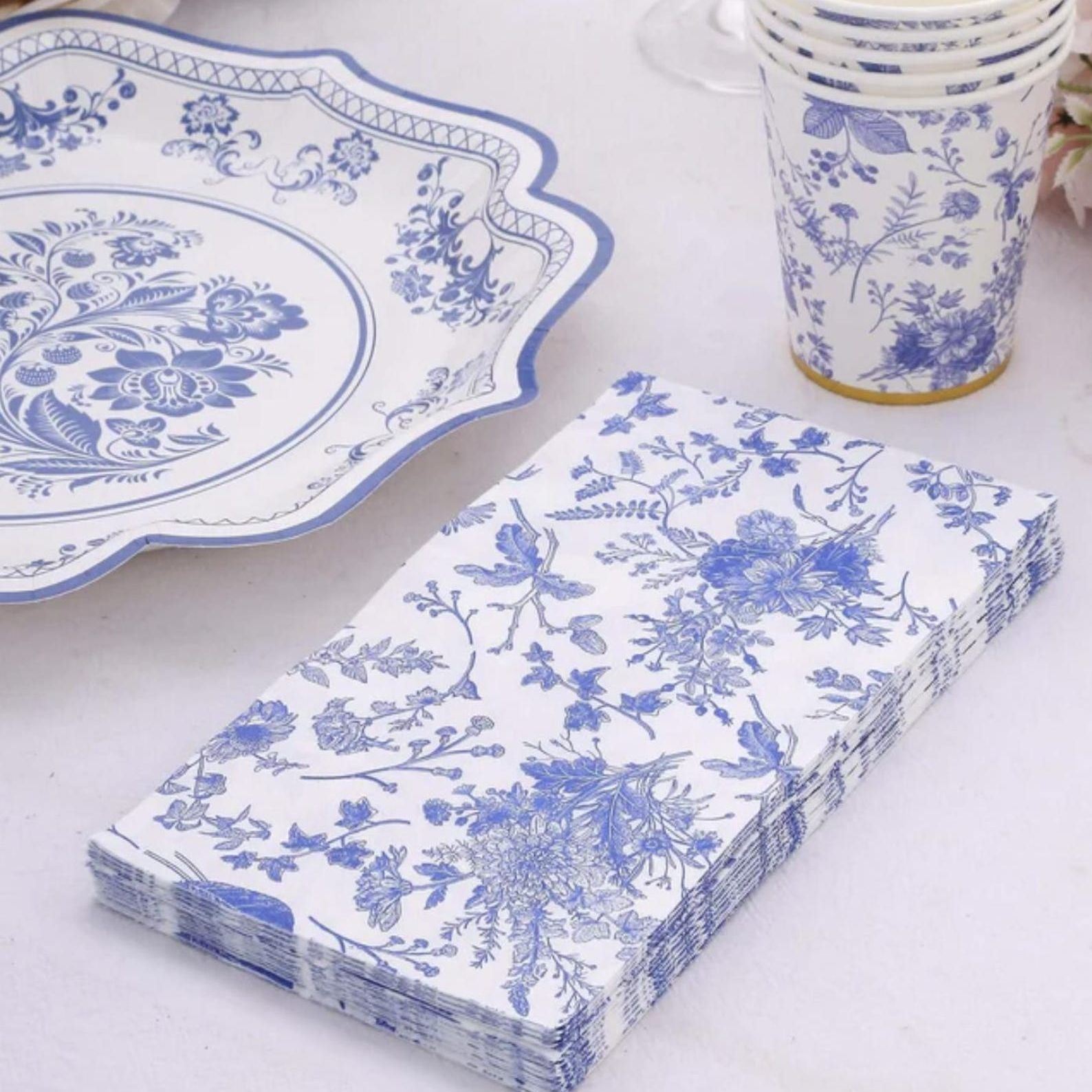 Elegant Disposable Paper Dinner Napkins – Toile Design Set of 25 for Weddings, Showers & Events - Pretty Party Boxx