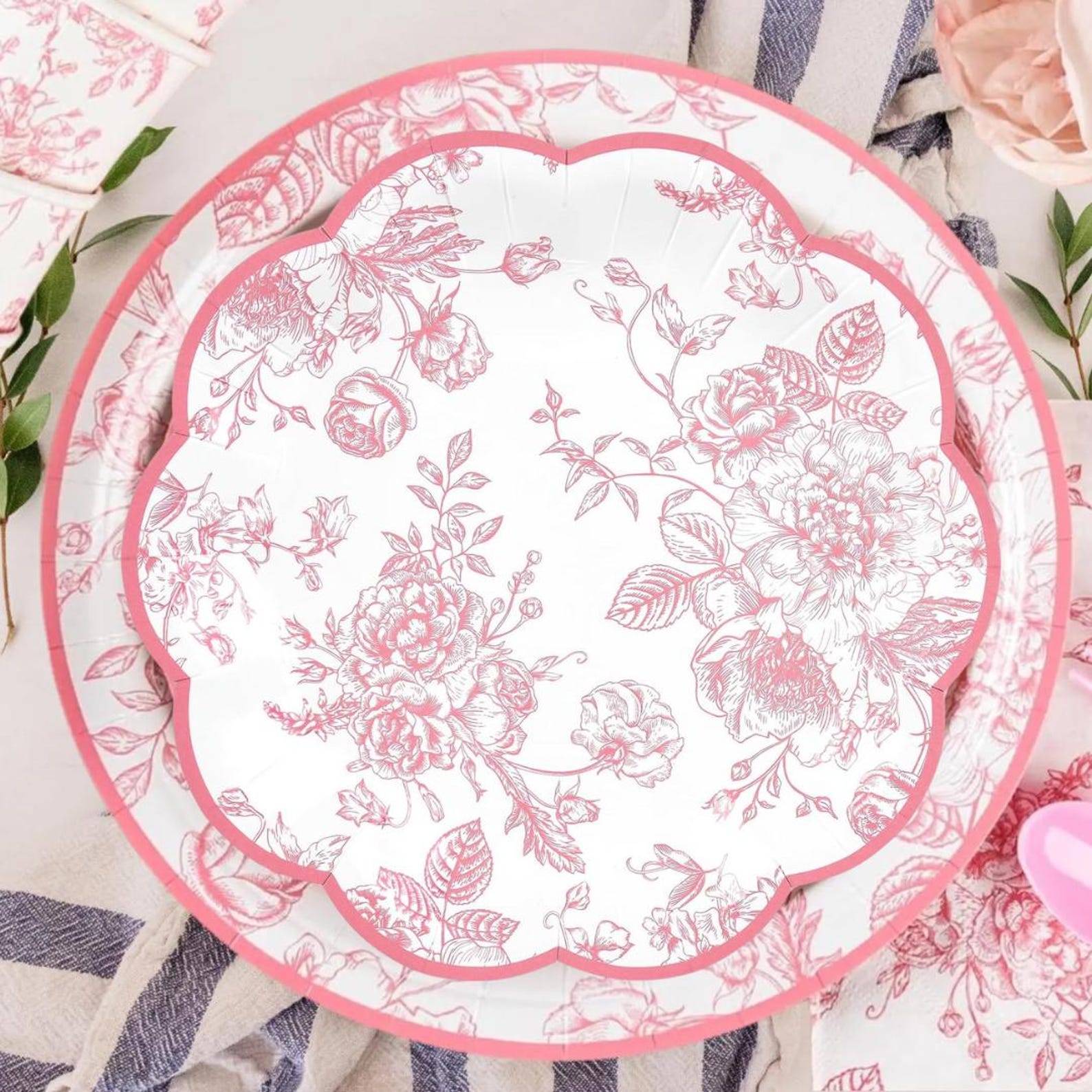 Floral Paper Party Plates – Set of 16 Elegant Disposable Plates for Weddings, Showers & Events - Pretty Party Boxx