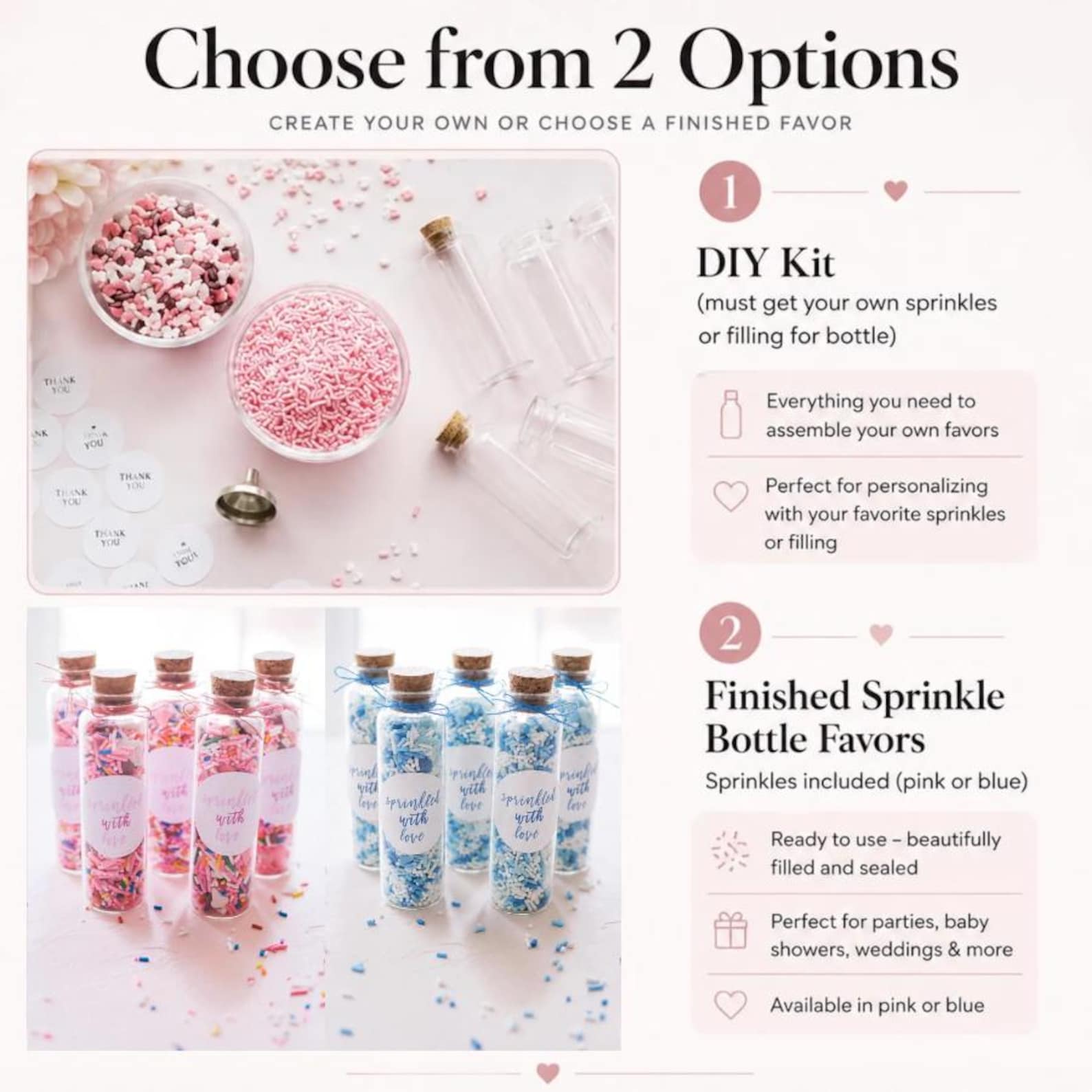 DIY Mini Sprinkle Bottle Favors Kit – Perfect for Baby Showers, Bridal Showers & Parties - Pretty Party Boxx