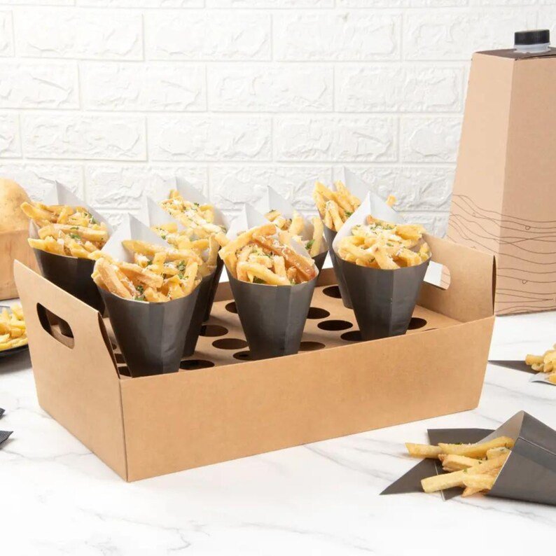 Charcuterie Paper Cones with Toothpicks Set – Elegant Appetizer & Dessert Display for Parties, Weddings & Events - Pretty Party Boxx
