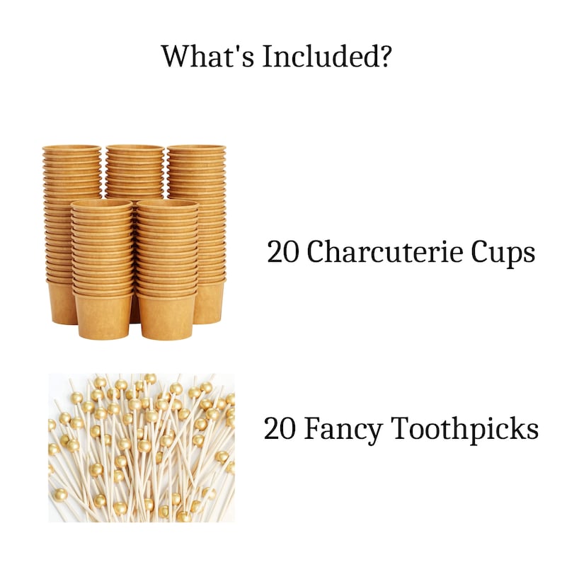 Charcuterie Favor Cups with Toothpicks Set – Elegant Snack Cups for Events, Parties & Weddings - Pretty Party Boxx