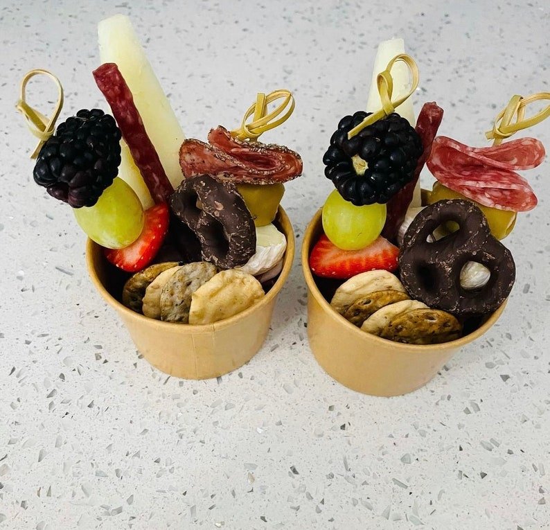 Charcuterie Favor Cups with Toothpicks Set – Elegant Snack Cups for Events, Parties & Weddings - Pretty Party Boxx