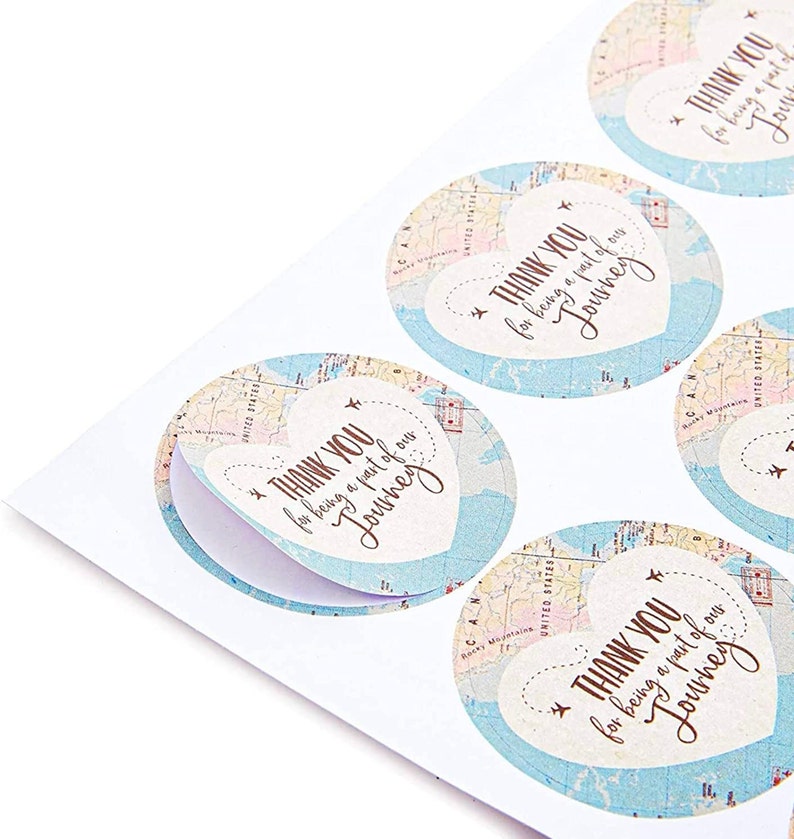 World Map Travel Themed Party Treat Bags & Stickers