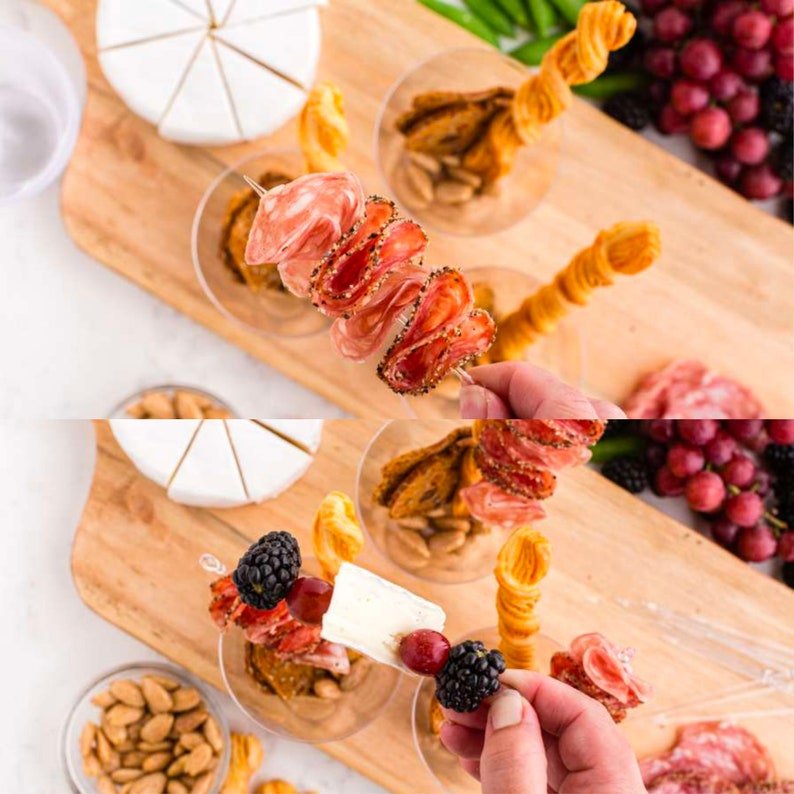 Acrylic Charcuterie Cups with Fancy Toothpicks – Reusable Appetizer & Dessert Serving Set for Weddings, Parties & Events - Pretty Party Boxx