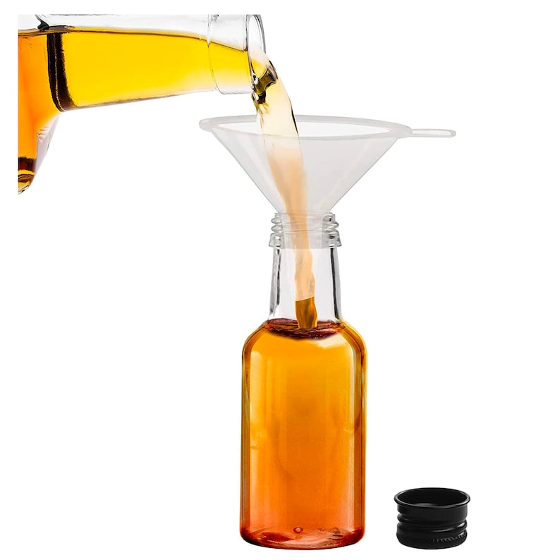Mini Plastic Liquor or Salad Dressing Bottles – Set of 20 Reusable Containers for Parties, Catering & Events - Pretty Party Boxx