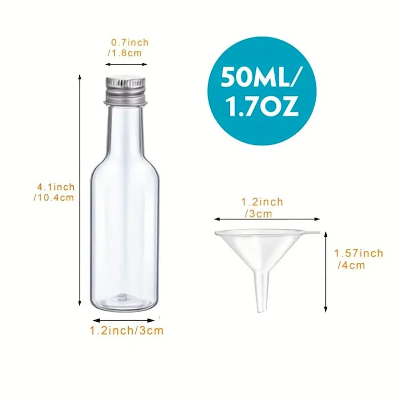 Mini Plastic Liquor or Salad Dressing Bottles – Set of 20 Reusable Containers for Parties, Catering & Events - Pretty Party Boxx