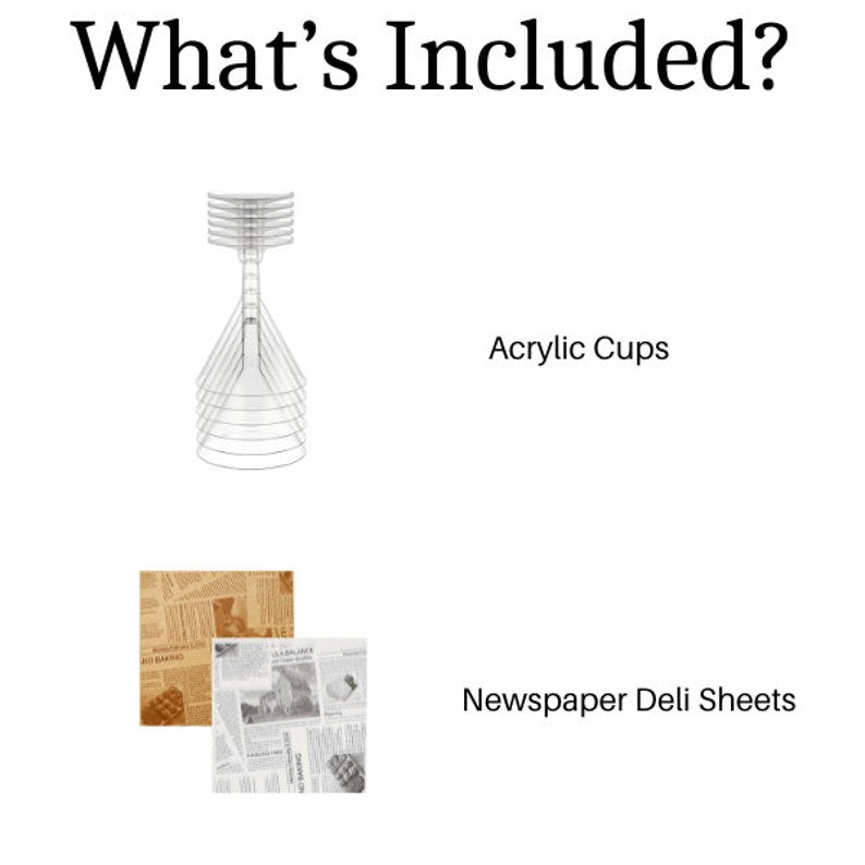 Acrylic Appetizer Cups w/Newspaper Wax Paper Set