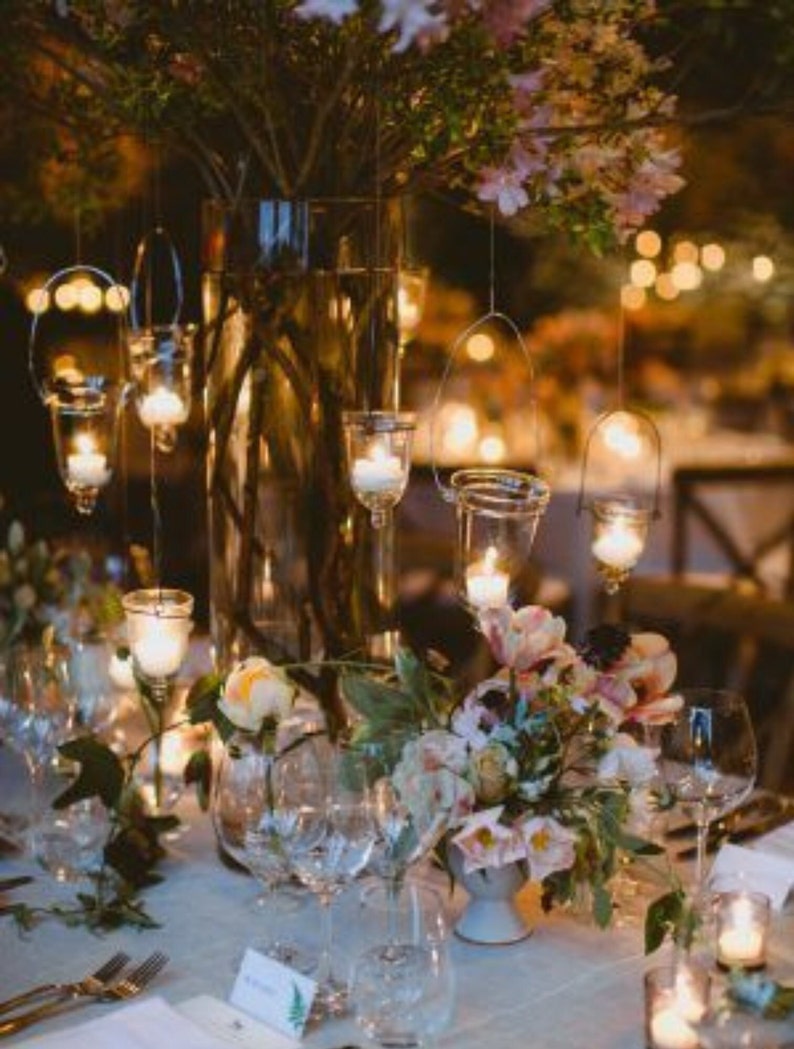 Hanging Flower Holder Candle Votive Set