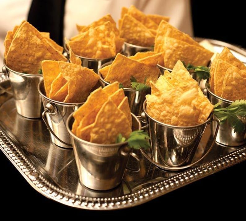 Tin Buckets with Toothpicks Appetizer Charcuterie Set – Rustic Serving Containers for Grazing Tables & Wedding Buffets - Pretty Party Boxx