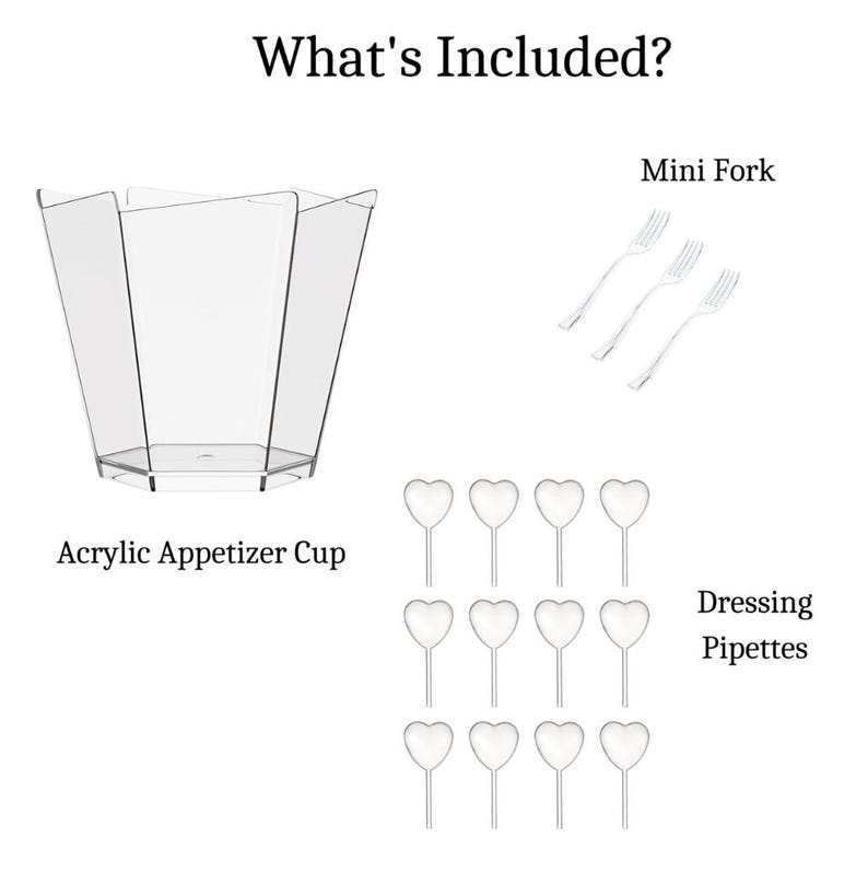 Acrylic Appetizer Cups w/Heart Shaped Pipettes & Mini Forks Set