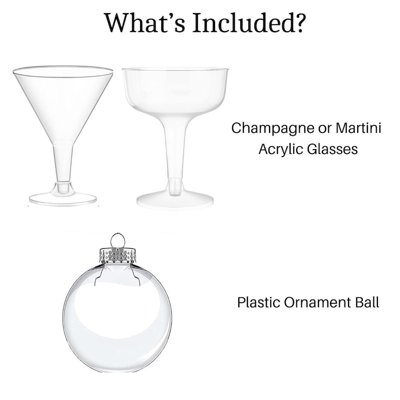 Acrylic Drink Glasses with Ornament Drink Balls – Reusable Holiday Cocktail Set for Parties & Events - Pretty Party Boxx