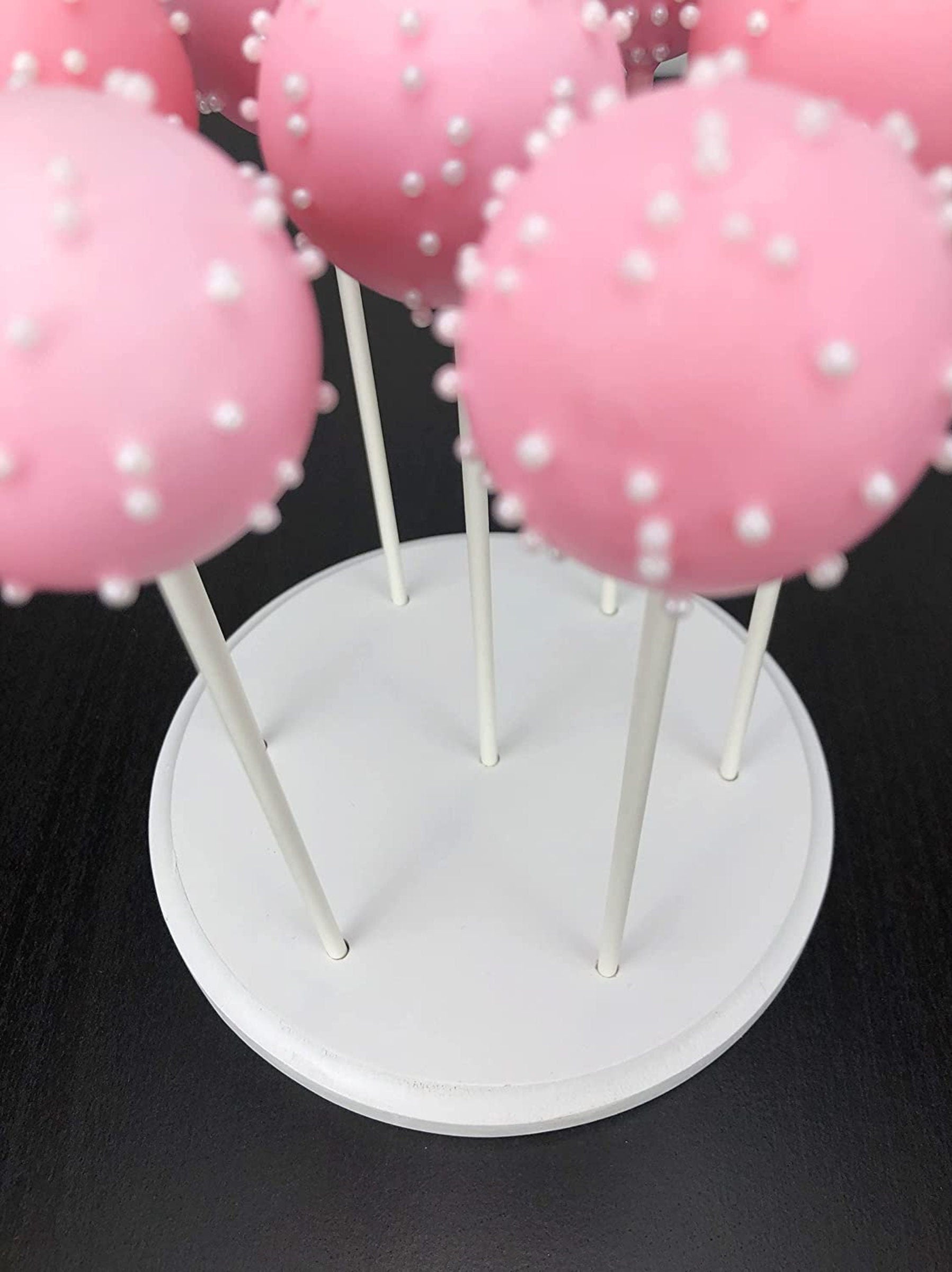 Set of 4 Wooden Cake Pop Stand Holders – Dessert Display Stands with Sticks, Bags & Ties for Weddings, Parties & Showers - Pretty Party Boxx