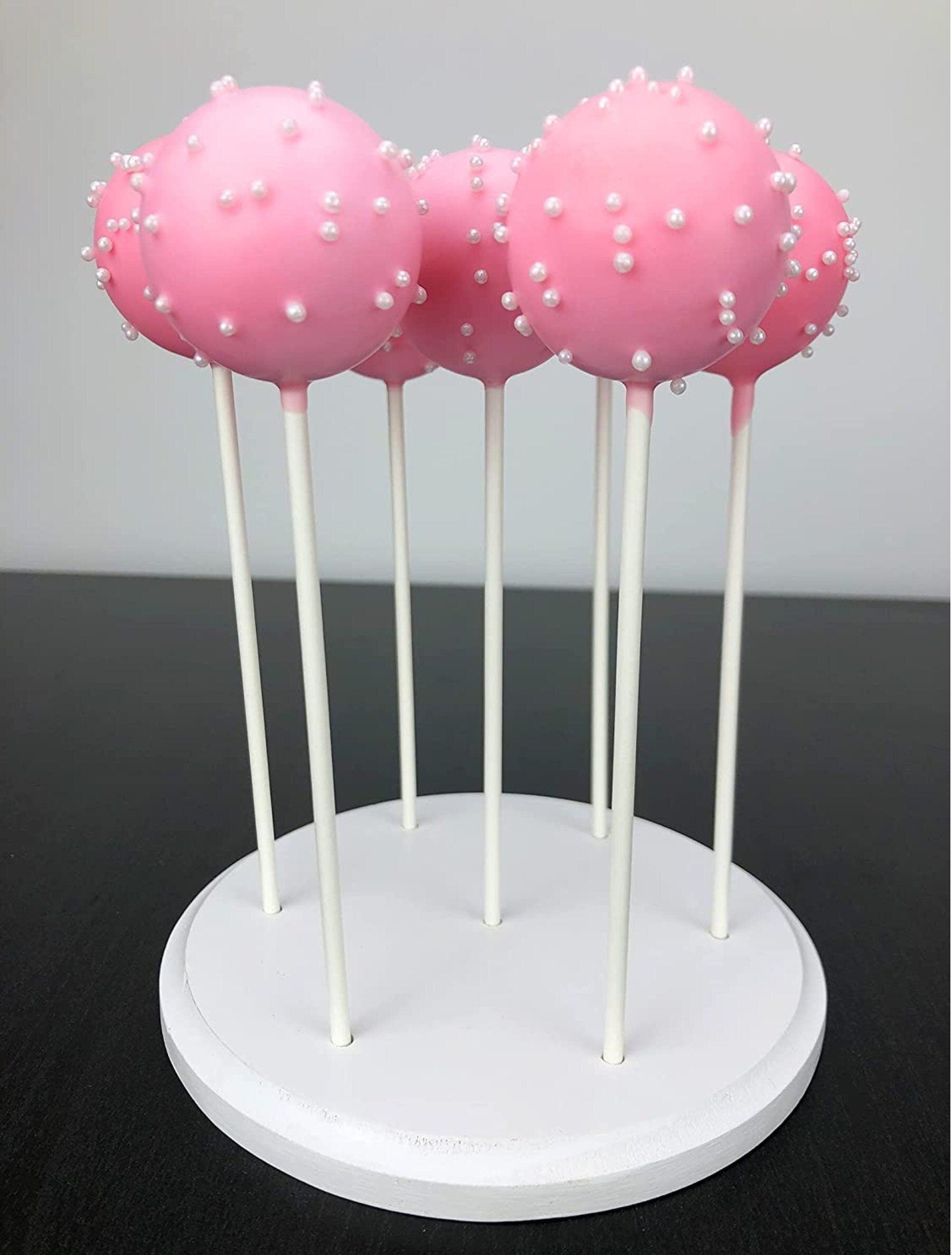 Set of 4 Wooden Cake Pop Stand Holders – Dessert Display Stands with Sticks, Bags & Ties for Weddings, Parties & Showers - Pretty Party Boxx