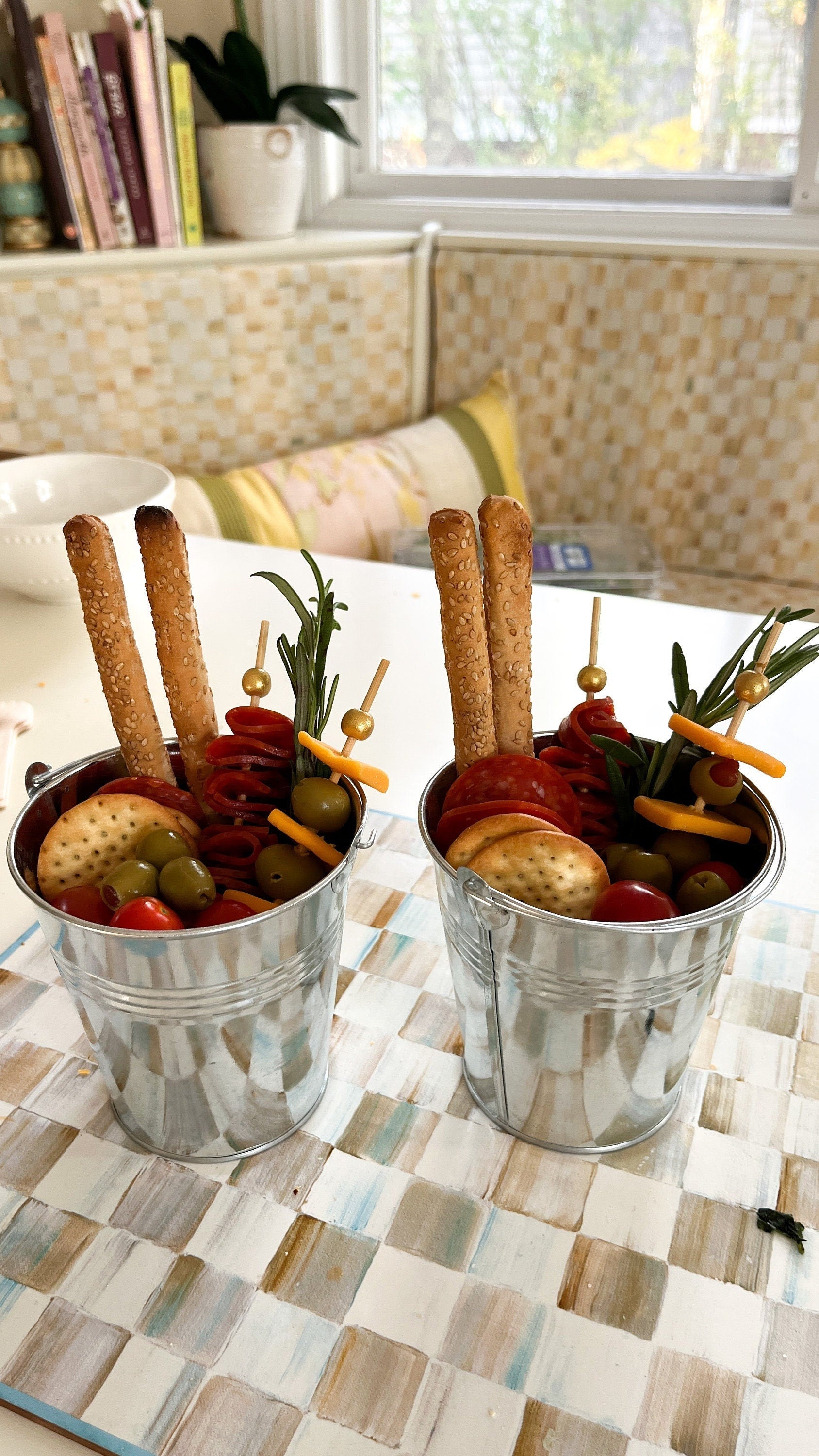 Tin Buckets with Toothpicks Appetizer Charcuterie Set – Rustic Serving Containers for Grazing Tables & Wedding Buffets - Pretty Party Boxx