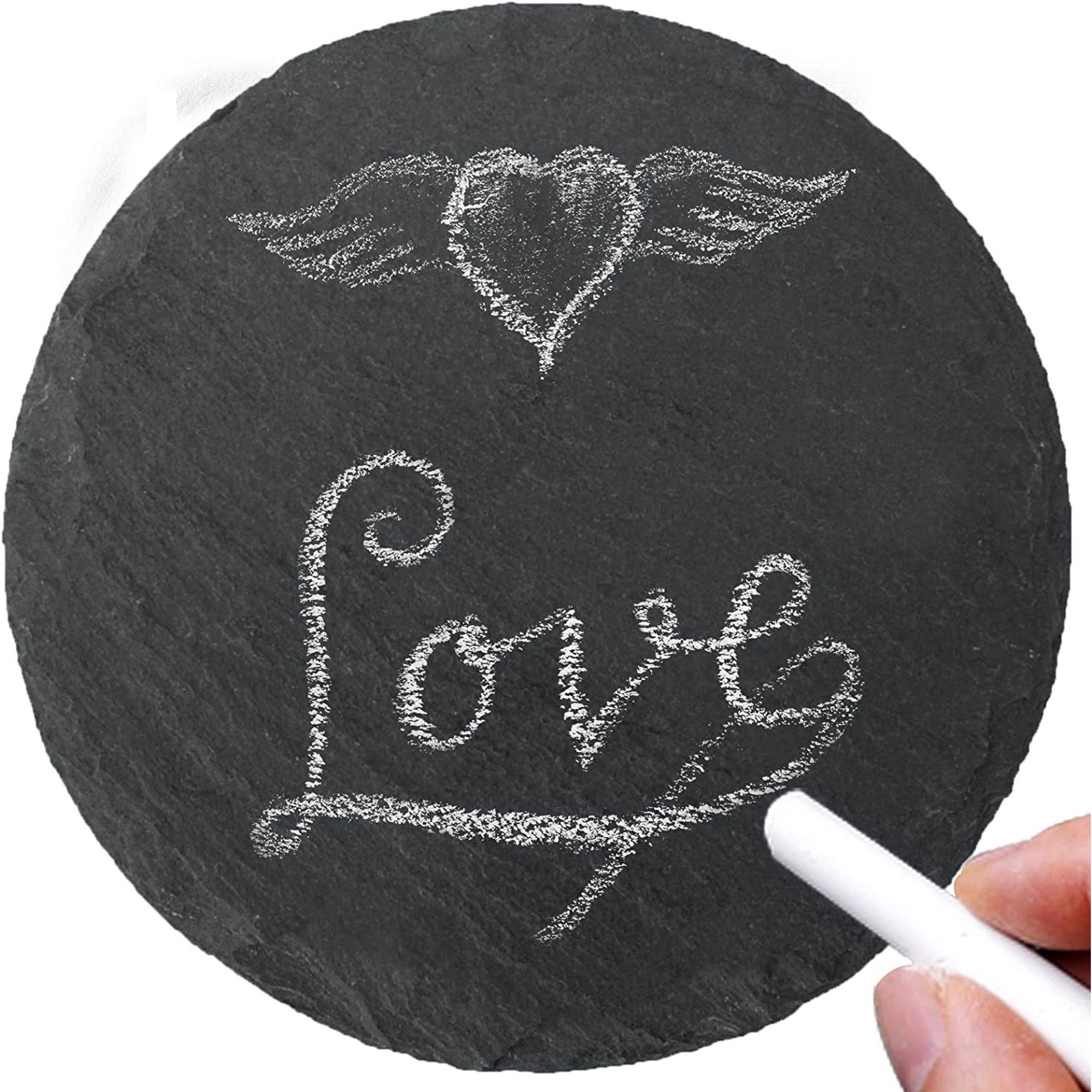 Natural Slate Stone Coasters with Chalk – Personalized Drink Coasters for Bar, Kitchen & Home Décor - Pretty Party Boxx
