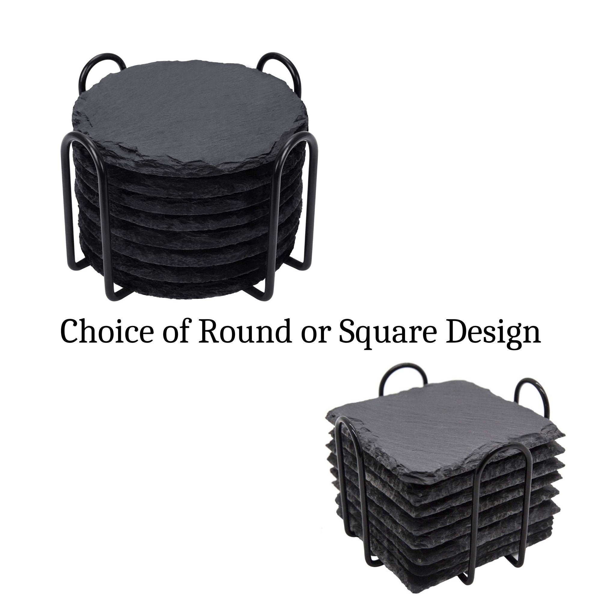 Natural Slate Stone Coasters with Chalk – Personalized Drink Coasters for Bar, Kitchen & Home Décor - Pretty Party Boxx